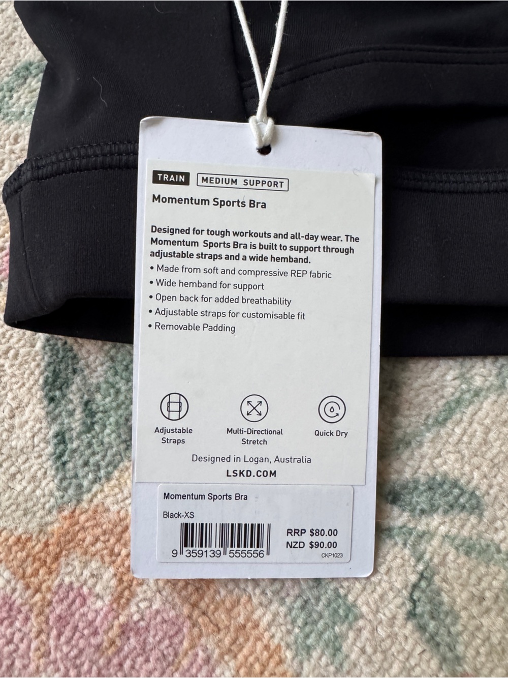 NWT LSKD Momentum Sports Bra - Black